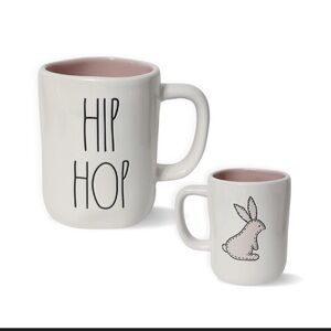 Rae Dunn Easter White 'Hip Hop' Mug pink inside